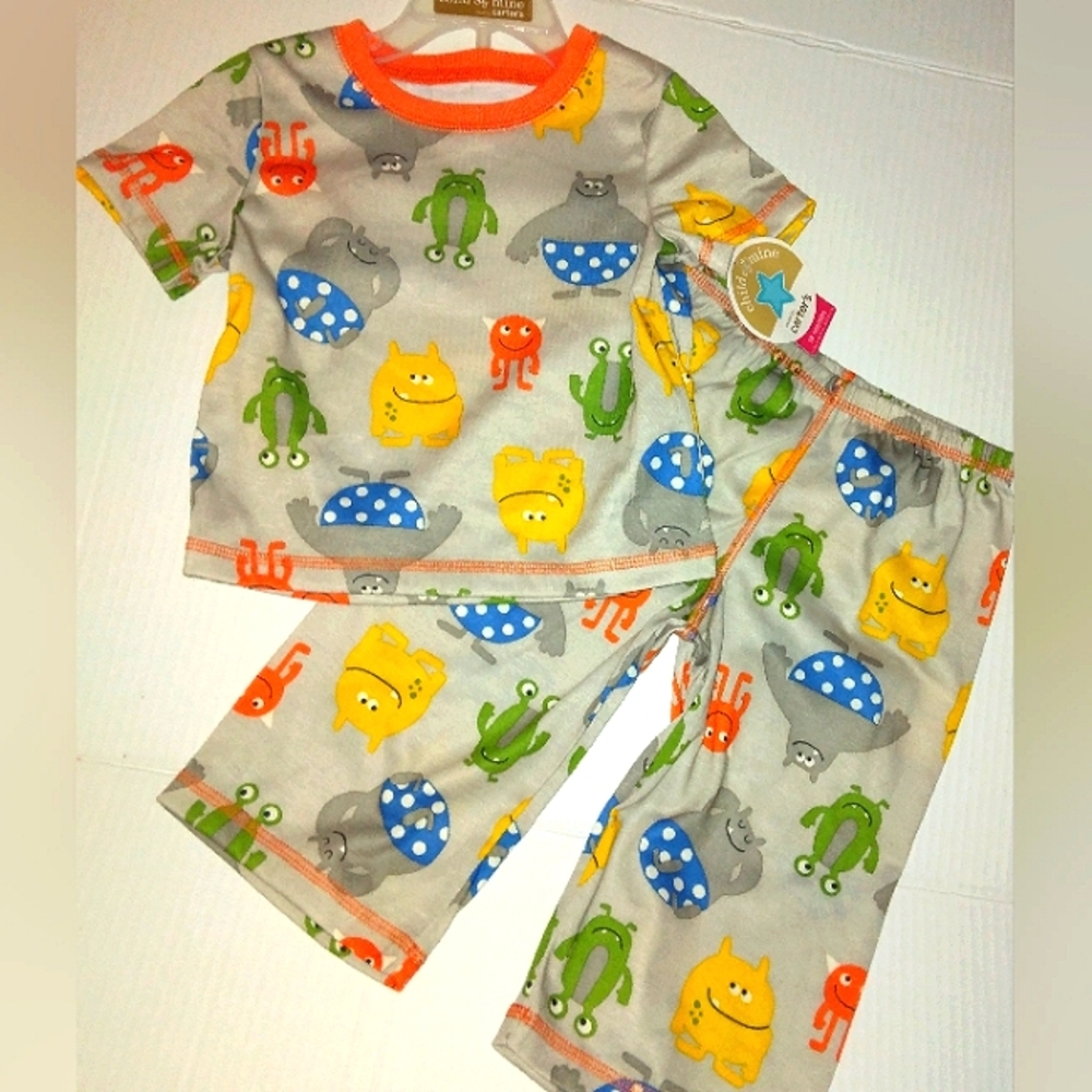 ☆Adorable☆NWT Toddler 18mo Girl or Boy Monsters Loose Fit 2pc Summer Pajama Set☆